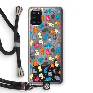 CaseCompany Kleurrijke katten: Samsung Galaxy A31 Transparant Hoesje met koord