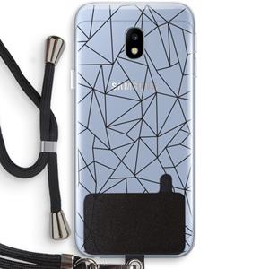 CaseCompany Geometrische lijnen zwart: Samsung Galaxy J3 (2017) Transparant Hoesje met koord