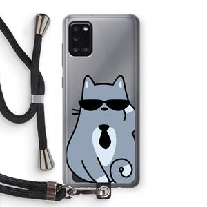 CaseCompany Cool cat: Samsung Galaxy A31 Transparant Hoesje met koord