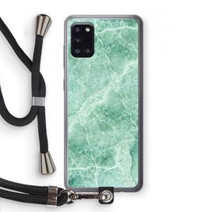 CaseCompany Groen marmer: Samsung Galaxy A31 Transparant Hoesje met koord
