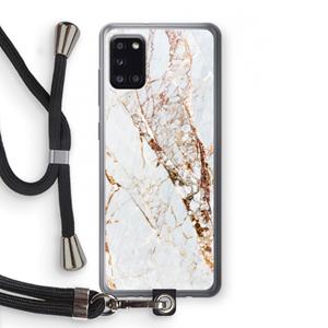 CaseCompany Goud marmer: Samsung Galaxy A31 Transparant Hoesje met koord