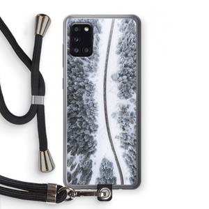 CaseCompany Snøfall: Samsung Galaxy A31 Transparant Hoesje met koord