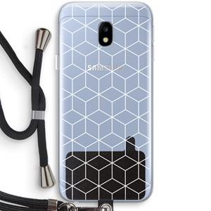 CaseCompany Zwart-witte kubussen: Samsung Galaxy J3 (2017) Transparant Hoesje met koord