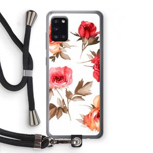 CaseCompany Roosjes: Samsung Galaxy A31 Transparant Hoesje met koord