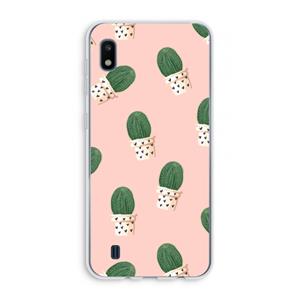 CaseCompany Cactusprint roze: Samsung Galaxy A10 Transparant Hoesje