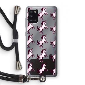 CaseCompany Musketon Unicorn: Samsung Galaxy A31 Transparant Hoesje met koord