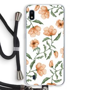 CaseCompany Peachy flowers: Samsung Galaxy A10 Transparant Hoesje met koord