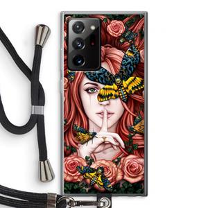 CaseCompany Lady Moth: Samsung Galaxy Note 20 Ultra / Note 20 Ultra 5G Transparant Hoesje met koord
