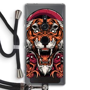 CaseCompany Tiger and Rattlesnakes: Sony Xperia XZ2 Transparant Hoesje met koord