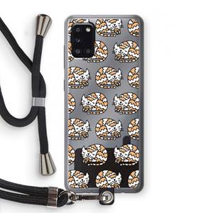 CaseCompany Slapende poes: Samsung Galaxy A31 Transparant Hoesje met koord
