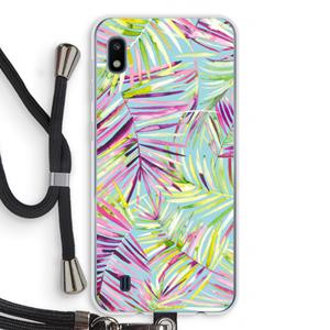 CaseCompany Tropical Palms Blue: Samsung Galaxy A10 Transparant Hoesje met koord