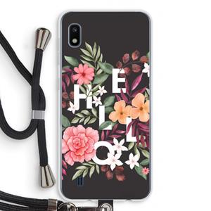 CaseCompany Hello in flowers: Samsung Galaxy A10 Transparant Hoesje met koord