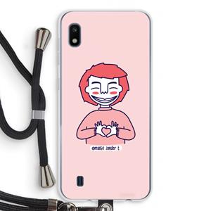 CaseCompany Hartje: Samsung Galaxy A10 Transparant Hoesje met koord