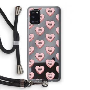 CaseCompany Chicks before dicks: Samsung Galaxy A31 Transparant Hoesje met koord