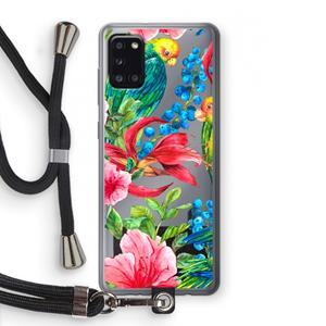 CaseCompany Papegaaien: Samsung Galaxy A31 Transparant Hoesje met koord