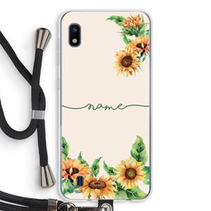 CaseCompany Zonnebloemen: Samsung Galaxy A10 Transparant Hoesje met koord