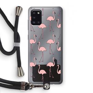 CaseCompany Anything Flamingoes: Samsung Galaxy A31 Transparant Hoesje met koord