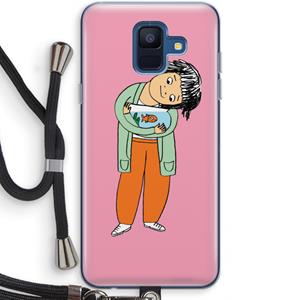 CaseCompany Visknuffel: Samsung Galaxy A6 (2018) Transparant Hoesje met koord