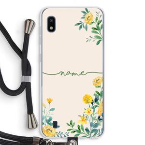 CaseCompany Gele bloemen: Samsung Galaxy A10 Transparant Hoesje met koord