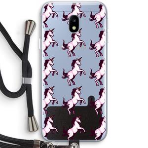 CaseCompany Musketon Unicorn: Samsung Galaxy J3 (2017) Transparant Hoesje met koord