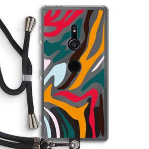 CaseCompany Colored Zebra: Sony Xperia XZ2 Transparant Hoesje met koord