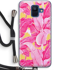 CaseCompany Pink Banana: Samsung Galaxy A6 (2018) Transparant Hoesje met koord