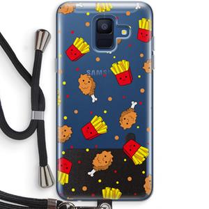CaseCompany Chicken 'n Fries: Samsung Galaxy A6 (2018) Transparant Hoesje met koord