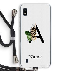 CaseCompany Charcoal Flora: Samsung Galaxy A10 Transparant Hoesje met koord