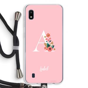CaseCompany Pink Bouquet: Samsung Galaxy A10 Transparant Hoesje met koord