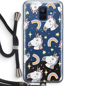 CaseCompany Rainbow Unicorn: Samsung Galaxy A6 (2018) Transparant Hoesje met koord