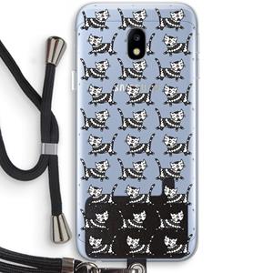 CaseCompany Zwarte poes: Samsung Galaxy J3 (2017) Transparant Hoesje met koord