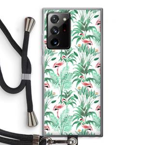 CaseCompany Flamingo bladeren: Samsung Galaxy Note 20 Ultra / Note 20 Ultra 5G Transparant Hoesje met koord