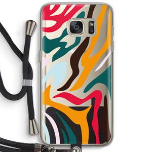 CaseCompany Colored Zebra: Samsung Galaxy S7 Transparant Hoesje met koord