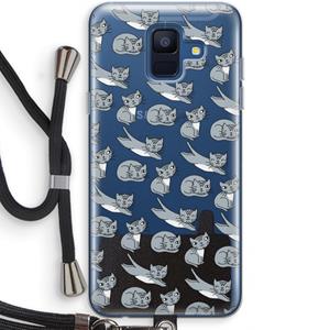 CaseCompany Poezen: Samsung Galaxy A6 (2018) Transparant Hoesje met koord