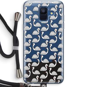 CaseCompany Zwanen: Samsung Galaxy A6 (2018) Transparant Hoesje met koord