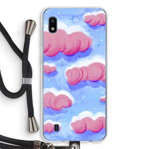 CaseCompany Roze wolken met vogels: Samsung Galaxy A10 Transparant Hoesje met koord