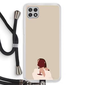 CaseCompany I drink wine: Samsung Galaxy A22 4G Transparant Hoesje met koord