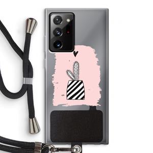 CaseCompany Zwart-wit cactus: Samsung Galaxy Note 20 Ultra / Note 20 Ultra 5G Transparant Hoesje met koord