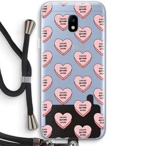 CaseCompany Chicks before dicks: Samsung Galaxy J3 (2017) Transparant Hoesje met koord