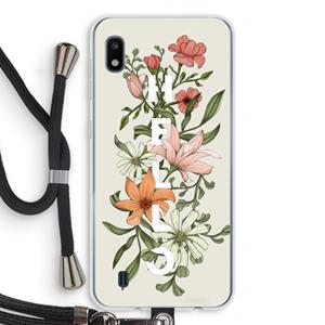 CaseCompany Hello bloemen: Samsung Galaxy A10 Transparant Hoesje met koord