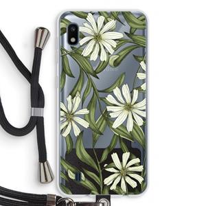 CaseCompany Wit bloemenpatroon: Samsung Galaxy A10 Transparant Hoesje met koord
