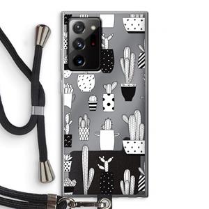 CaseCompany Cactusmotief: Samsung Galaxy Note 20 Ultra / Note 20 Ultra 5G Transparant Hoesje met koord