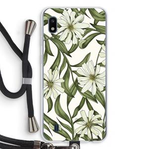 CaseCompany Wit bloemenpatroon: Samsung Galaxy A10 Transparant Hoesje met koord