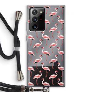 CaseCompany Flamingoprint groen: Samsung Galaxy Note 20 Ultra / Note 20 Ultra 5G Transparant Hoesje met koord