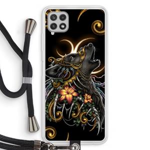 CaseCompany Huilende Wolf: Samsung Galaxy A22 4G Transparant Hoesje met koord