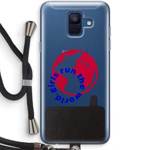 CaseCompany Run The World: Samsung Galaxy A6 (2018) Transparant Hoesje met koord