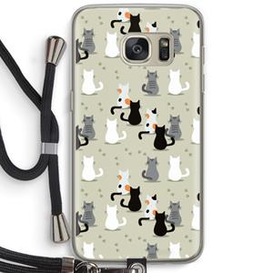 CaseCompany Katten: Samsung Galaxy S7 Transparant Hoesje met koord