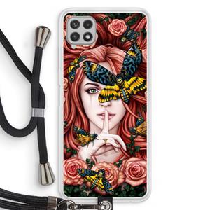 CaseCompany Lady Moth: Samsung Galaxy A22 4G Transparant Hoesje met koord