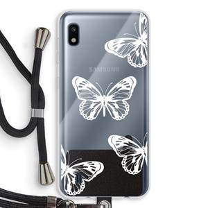 CaseCompany White butterfly: Samsung Galaxy A10 Transparant Hoesje met koord