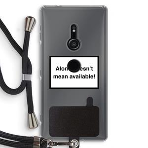 CaseCompany Alone: Sony Xperia XZ2 Transparant Hoesje met koord